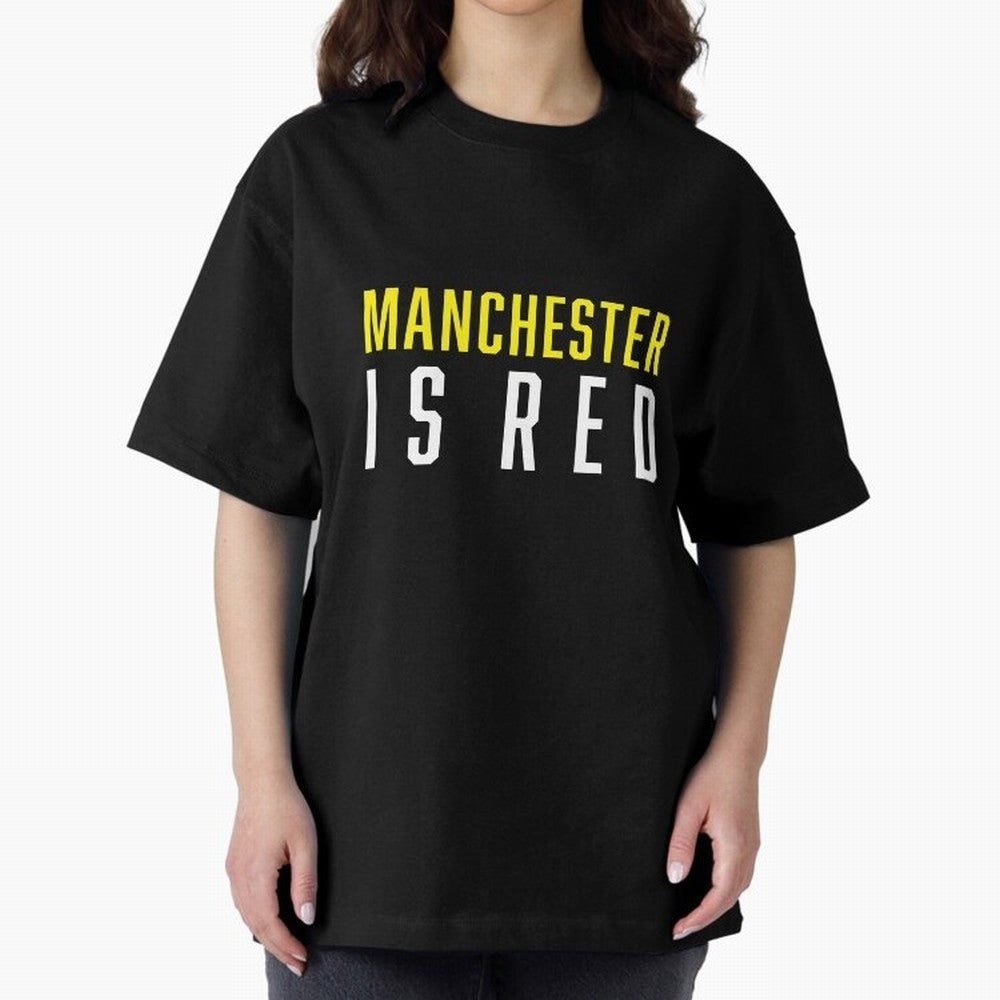 Manchester is Red Oversized T-Shirt Represent Match Day Hype around FIFA World Cup 2026 USA Canada Mexico, Messi and Cristiano Ronaldo, France, Tournament Hype, Historic Matchups, Family Viewing Parties and Global Sports Pride; Great for Watch