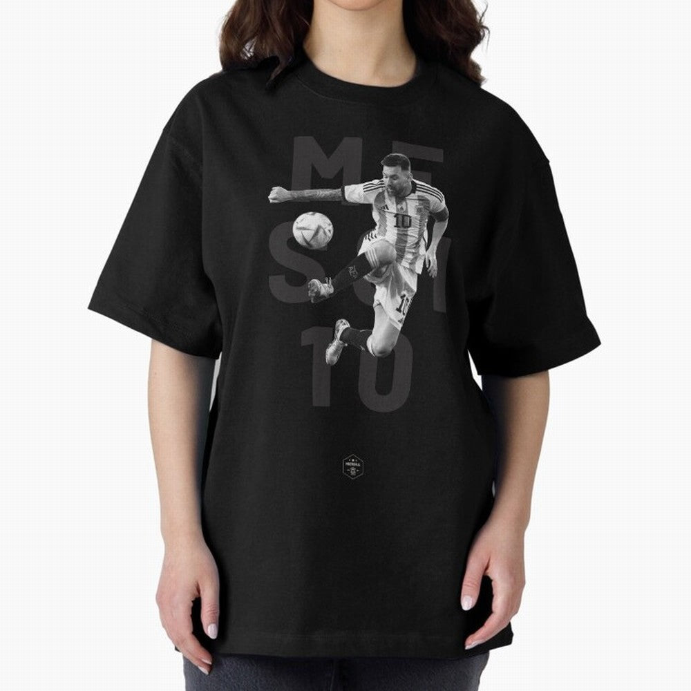 Lionel Messi Oversized T-Shirt Honor Football Greatness during FIFA World Cup 2026 for Fans of Messi and Cristiano Ronaldo and France and Portugal, Bringing Soccer Culture, Superstar Moments, National Team Dreams and Competitive Fire; Built for