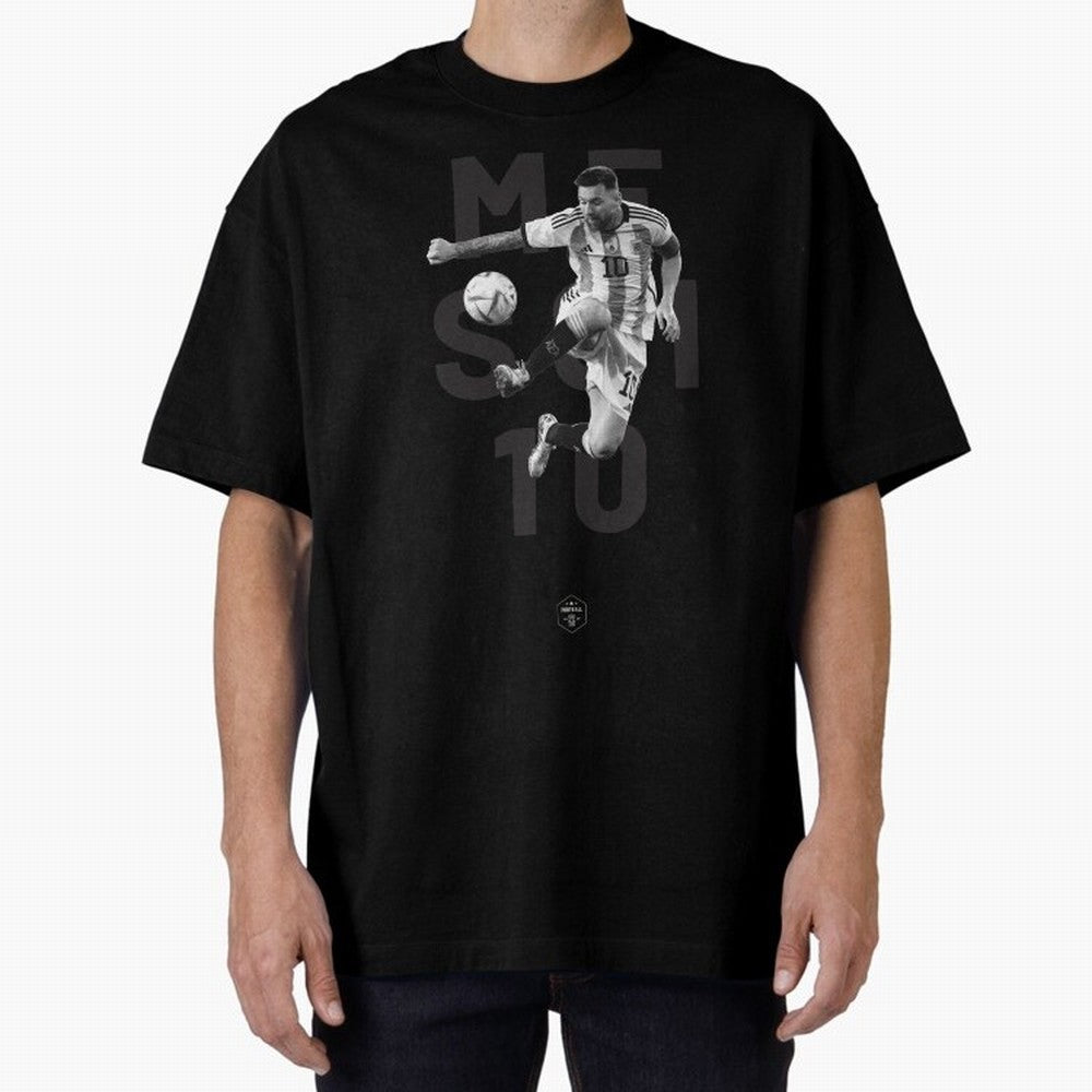Lionel Messi Oversized T-Shirt Honor Football Greatness during FIFA World Cup 2026 for Fans of Messi and Cristiano Ronaldo and France and Portugal, Bringing Soccer Culture, Superstar Moments, National Team Dreams and Competitive Fire; Built for