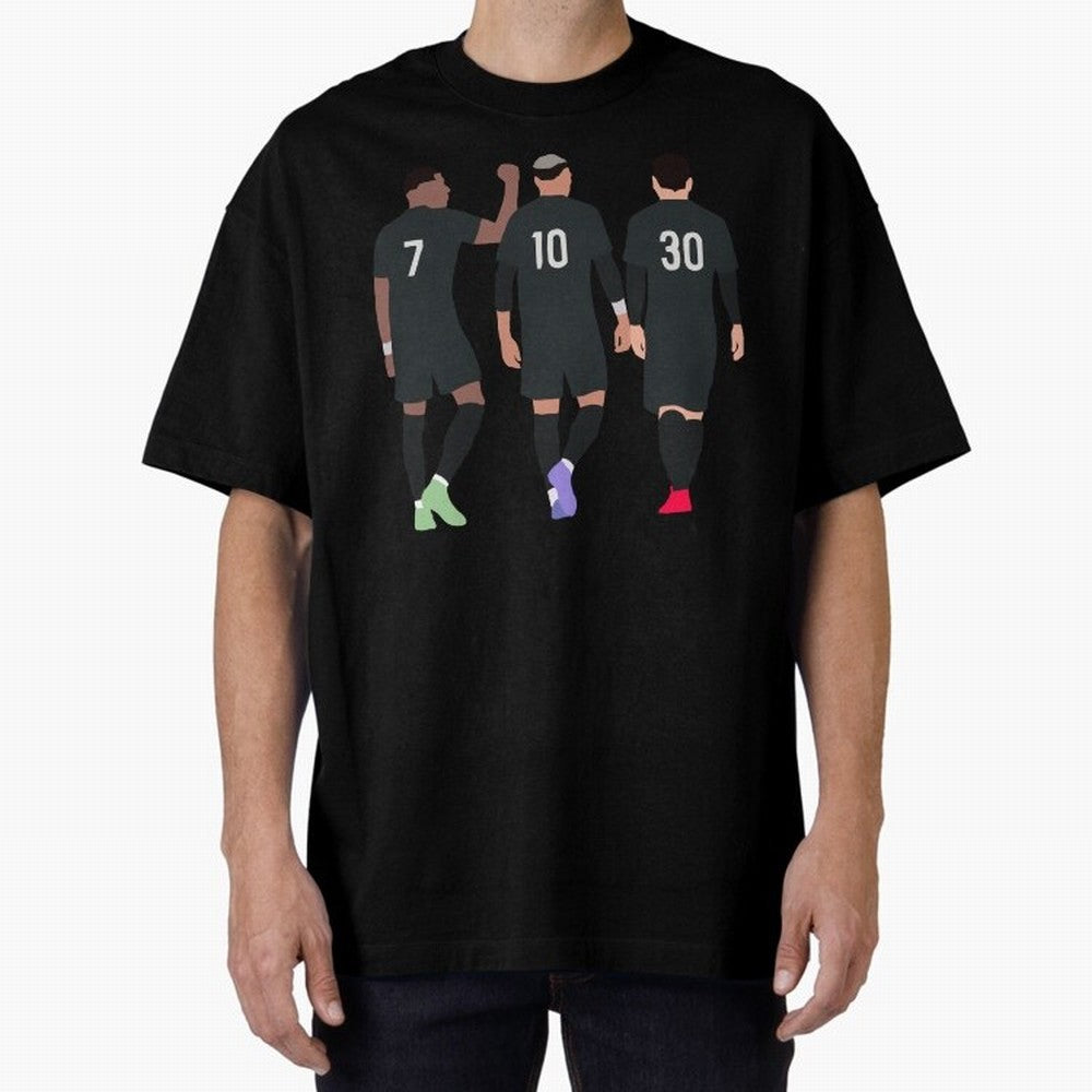 Messi Neymar France Football Players Trio Mmn #y79 Oversized T-Shirt Represent Football Lovers during FIFA World Cup 2026 USA Canada Mexico for Fans of Cristiano Ronaldo, Haaland and CR7 and England and Germany, Bringing Sports Nostalgia,