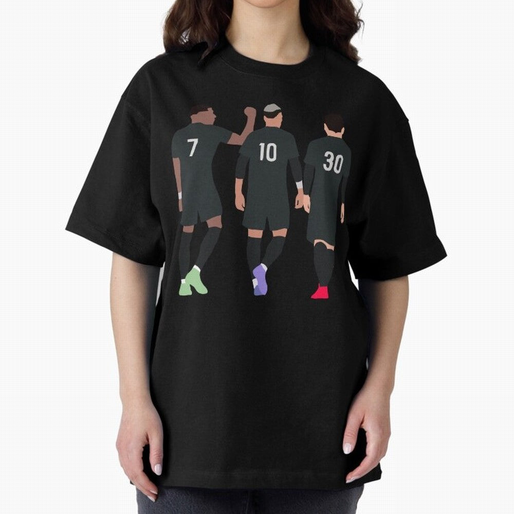 Messi Neymar France Football Players Trio Mmn #y79 Oversized T-Shirt Represent Football Lovers during FIFA World Cup 2026 USA Canada Mexico for Fans of Cristiano Ronaldo, Haaland and CR7 and England and Germany, Bringing Sports Nostalgia,
