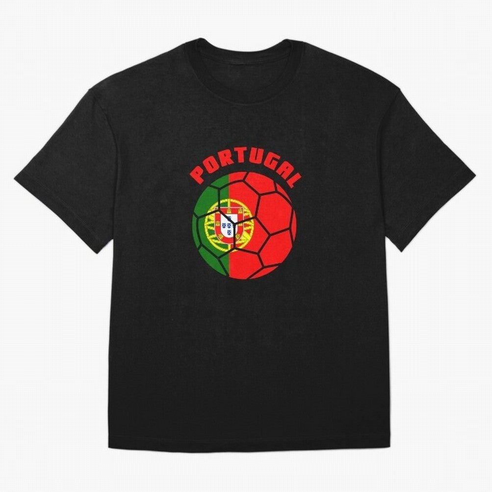 Portugal Football Soccer Ball Oversized T-Shirt Cheer for FIFA World Cup 2026 Spirit, Highlighting England, Messi, CR7 and Mbappe, Championship Spirit, Famous Goals, Roaring Crowds and International Football Unity; Perfect for Supporters Who Want