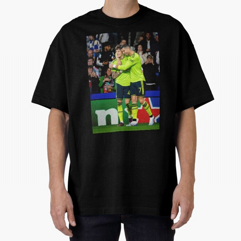 Cristiano Ronaldo And Garnacho ,Ronaldo Gifts,Ronaldo Cover,Ronaldo Prints Oversized T-Shirt Relive the Noise and Pride of FIFA World Cup 2026 for Fans of Messi and Cristiano Ronaldo and Argentina and Brazil, Bringing Vintage Soccer Flavor, Modern