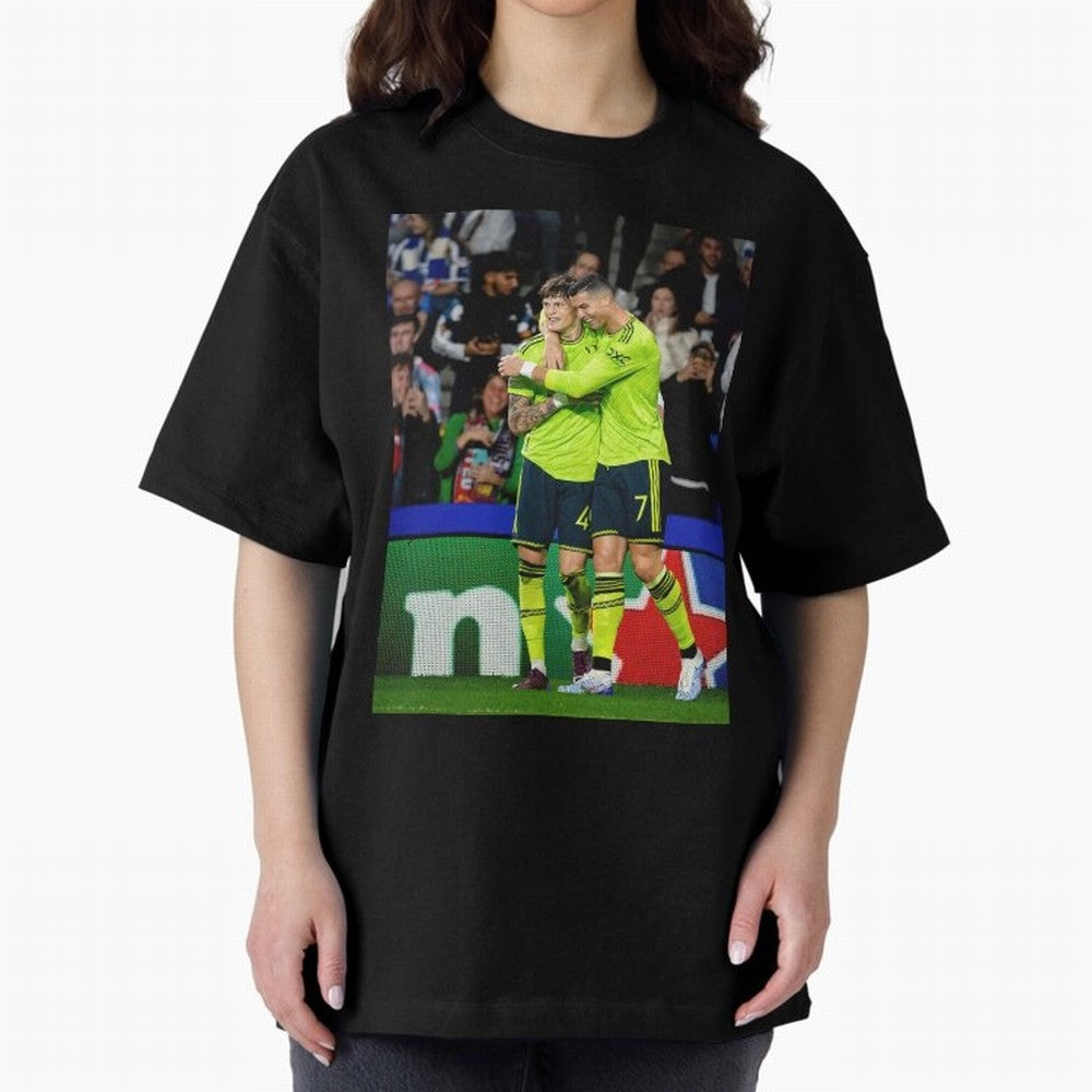 Cristiano Ronaldo And Garnacho ,Ronaldo Gifts,Ronaldo Cover,Ronaldo Prints Oversized T-Shirt Relive the Noise and Pride of FIFA World Cup 2026 for Fans of Messi and Cristiano Ronaldo and Argentina and Brazil, Bringing Vintage Soccer Flavor, Modern