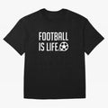 Football Is Life (Blue BG) Oversized T-Shirt Honor Football Greatness during Global Football Passion for FIFA World Cup 2026, Inspired by Messi, Neymar and Mbappe, Argentina and Brazil, Championship Spirit, Famous Goals, Roaring Crowds and