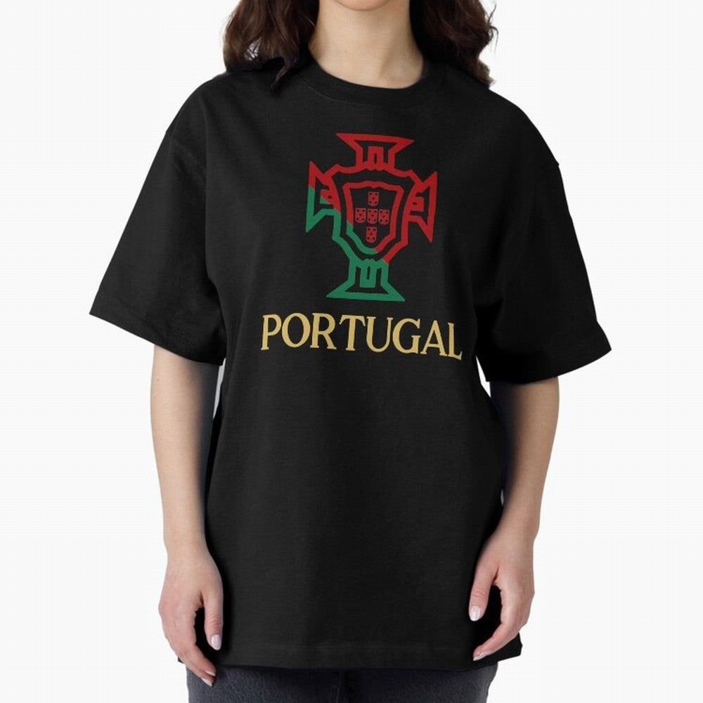Portugal Tuga D Gold Oversized T-Shirt Celebrate Soccer Greatness during FIFA World Cup 2026 for Fans of Cristiano Ronaldo, Haaland and CR7 and Portugal, Bringing Supporter Pride, Iconic Celebrations, Legendary Names and Global Match Day Energy;