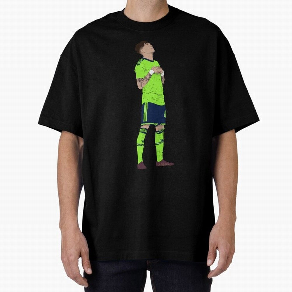 Alejandro Garnacho Ronaldo Peace Goal Celebration Oversized T-Shirt Honor Football Greatness during FIFA World Cup 2026 USA Canada Mexico with Messi, CR7 and Mbappe, Argentina, France and Brazil Energy, Championship Spirit, Famous Goals, Roaring