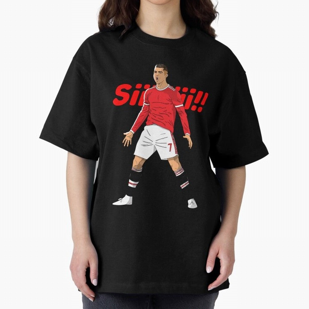 CR7 Siiiii!, Cristiano Ronaldo's trademark goal celebration Oversized T-Shirt Show Match Day Excitement for FIFA World Cup 2026 USA Canada Mexico Spirit, Made for England and Germany, Messi, Championship Spirit, Famous Goals, Roaring Crowds and