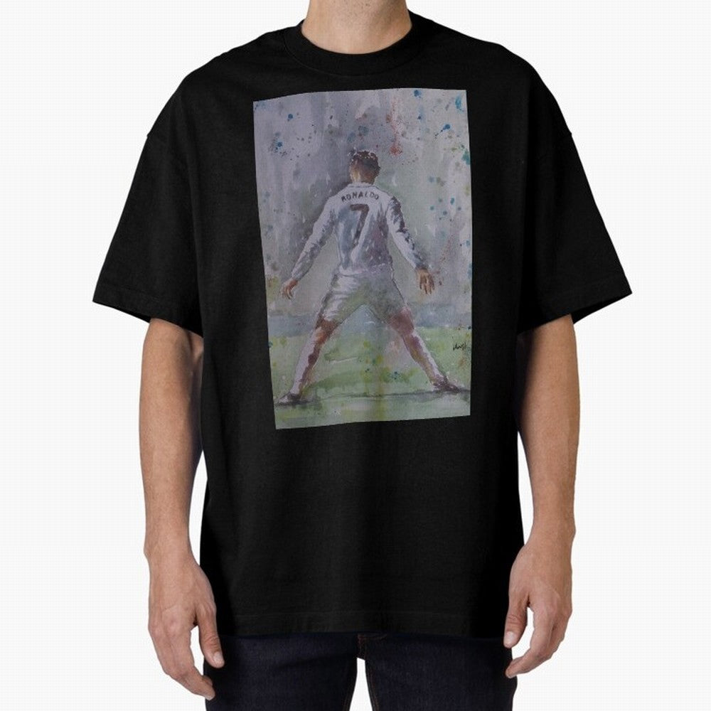 Cristiano Ronaldo - Portrait 2 Oversized T-Shirt Live the Energy of FIFA World Cup 2026 Spirit, Capturing Argentina, France and Brazil, Neymar, Retro Football Energy, Iconic Rivalries, Trophy Chase Drama and Stadium Atmosphere; Perfect for People