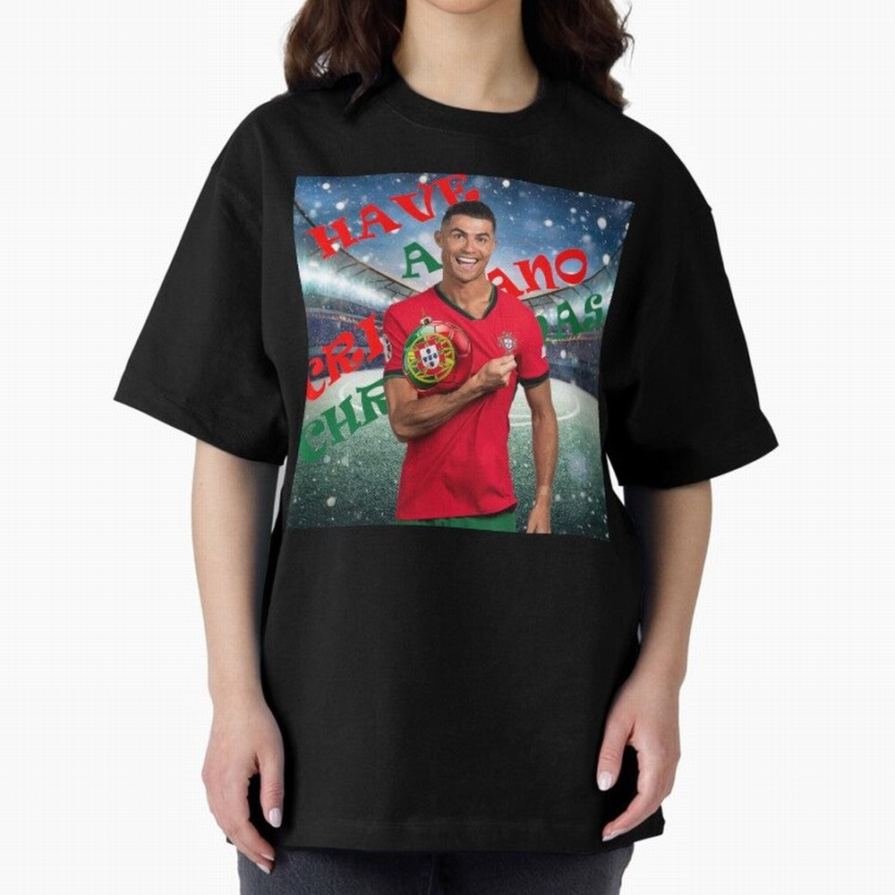 Have a Cristiano Christmas Oversized T-Shirt Carry National Pride through FIFA World Cup 2026 USA Canada Mexico Driven by Cristiano Ronaldo, Haaland and CR7, Spain and Netherlands Energy, Retro Football Energy, Iconic Rivalries, Trophy Chase Drama