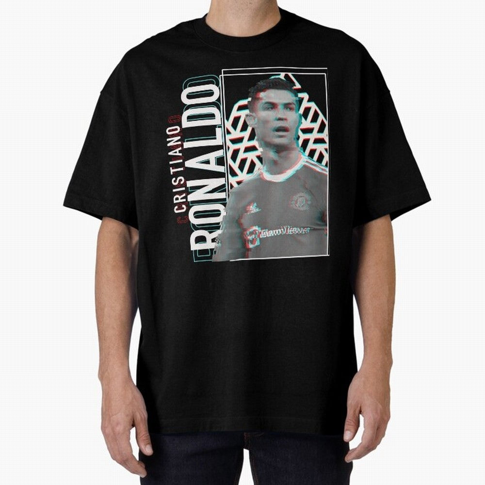 Cristiano Ronaldo Glith Effect Oversized T-Shirt Represent FIFA World Cup 2026 Spirit, Built around Brazil, Portugal and Argentina, Messi, CR7 and Mbappe, Tournament Hype, Historic Matchups, Family Viewing Parties and Global Sports Pride; Perfect