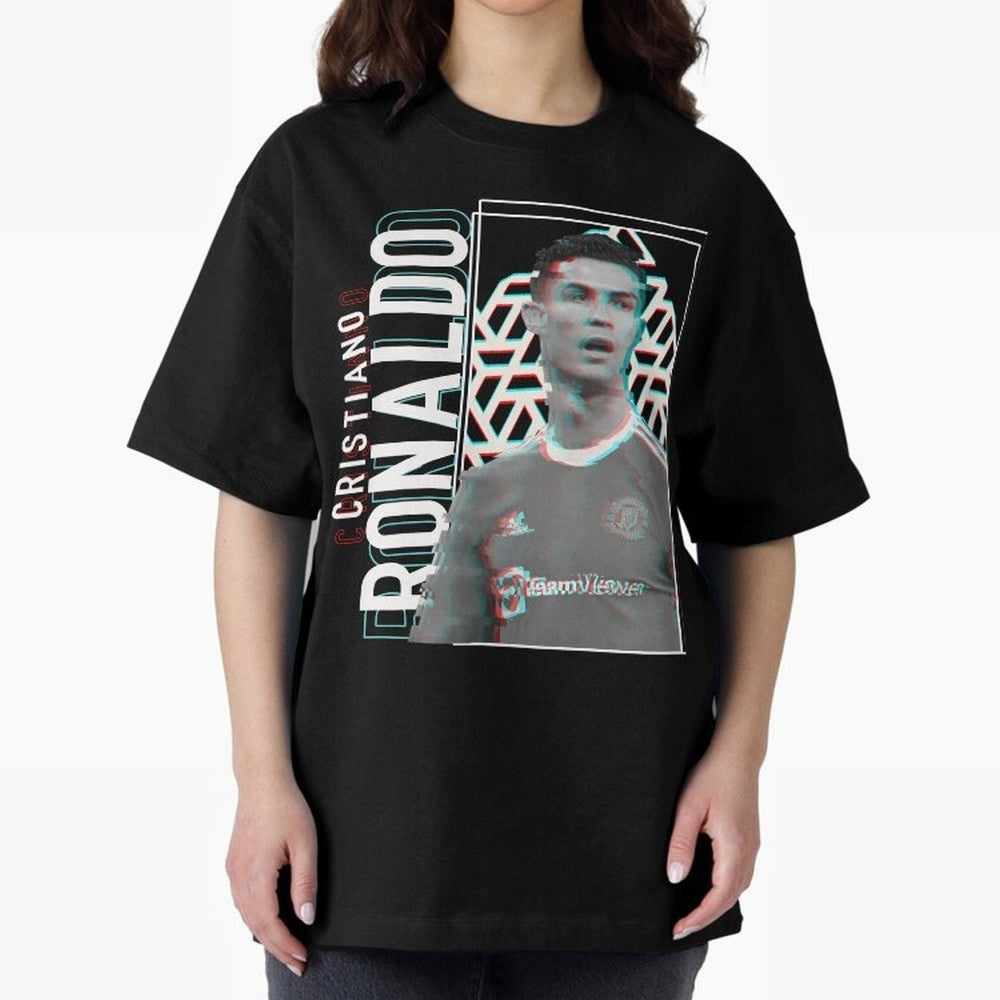 Cristiano Ronaldo Glith Effect Oversized T-Shirt Represent FIFA World Cup 2026 Spirit, Built around Brazil, Portugal and Argentina, Messi, CR7 and Mbappe, Tournament Hype, Historic Matchups, Family Viewing Parties and Global Sports Pride; Perfect