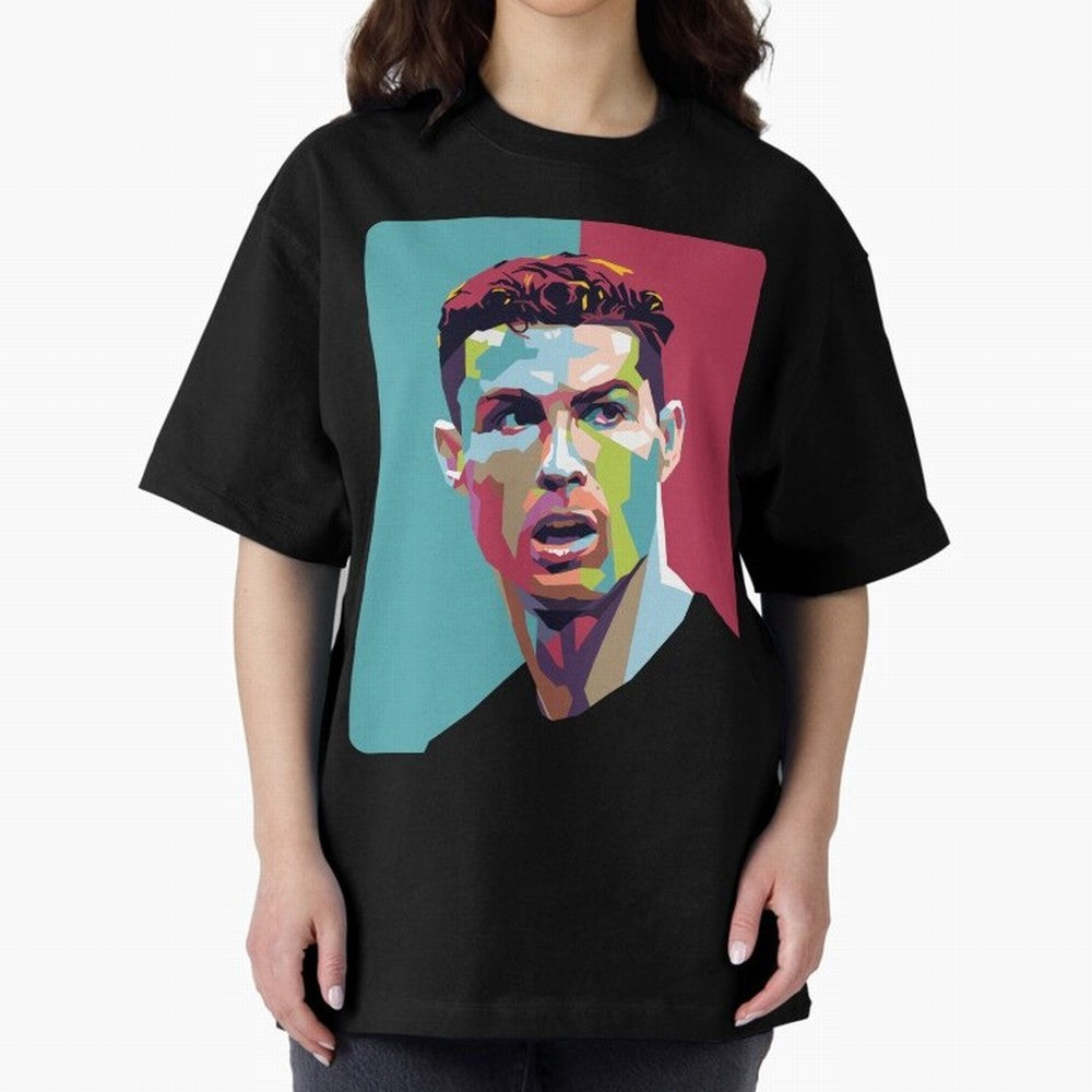 Cristiano Ronaldo 7 Pop Art Portrait Oversized T-Shirt Celebrate Classic Football Spirit in FIFA World Cup 2026 Group Stage Highlighting Neymar, Argentina and Brazil Energy, Football Passion, Legendary Performances, Festival Vibes and Supporter