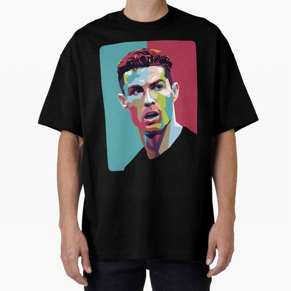 Cristiano Ronaldo 7 Pop Art Portrait Oversized T-Shirt Celebrate Classic Football Spirit in FIFA World Cup 2026 Group Stage Highlighting Neymar, Argentina and Brazil Energy, Football Passion, Legendary Performances, Festival Vibes and Supporter