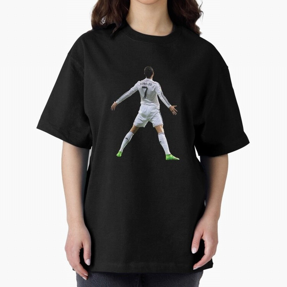 Ronaldo Real Madrid SUI Celebration Oversized T-Shirt Support the FIFA World Cup 2026 Group Stage Journey through CR7 and Messi Highlights, Spain Pride, Championship Spirit, Famous Goals, Roaring Crowds and International Football Unity; Ideal for