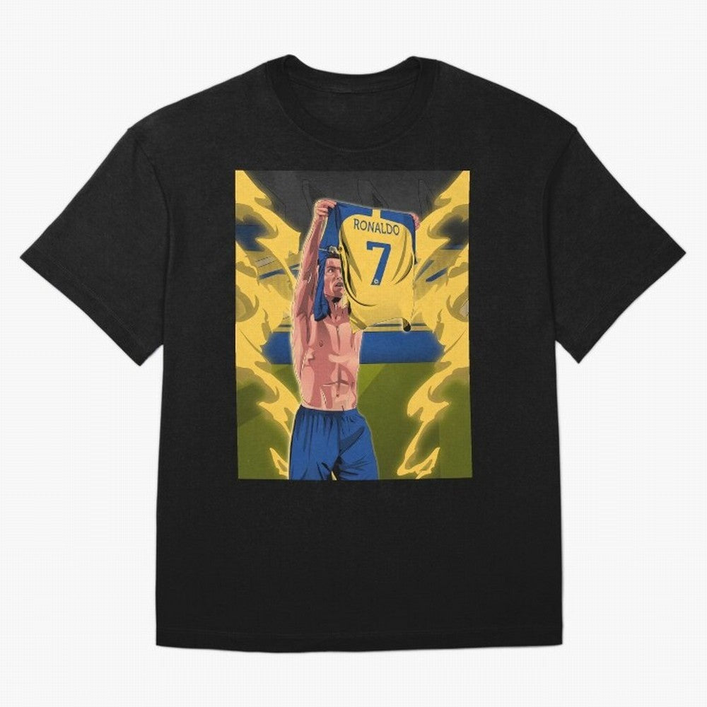 aksi copot kaos selebrasi Oversized T-Shirt Join FIFA World Cup 2026 Group Stage for Fans of CR7 and Portugal, Spain and Germany, Bringing Retro Football Energy, Iconic Rivalries, Trophy Chase Drama and Stadium Atmosphere; Perfect for People Who