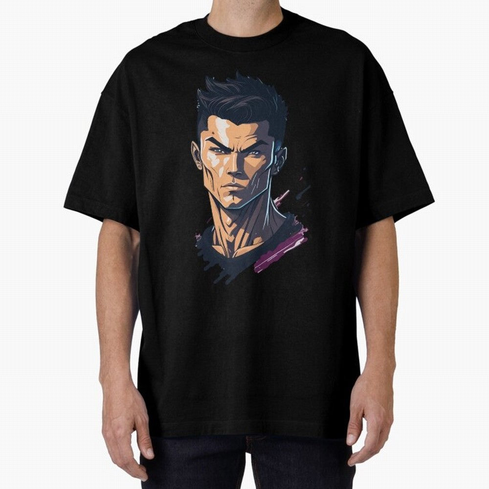 Cristiano Ronaldo Anime Style Oversized T-Shirt Follow the Final Road of Match Day Hype around FIFA World Cup 2026, Haaland, Argentina, France and Brazil, Football Passion, Legendary Performances, Festival Vibes and Supporter Community; Great for