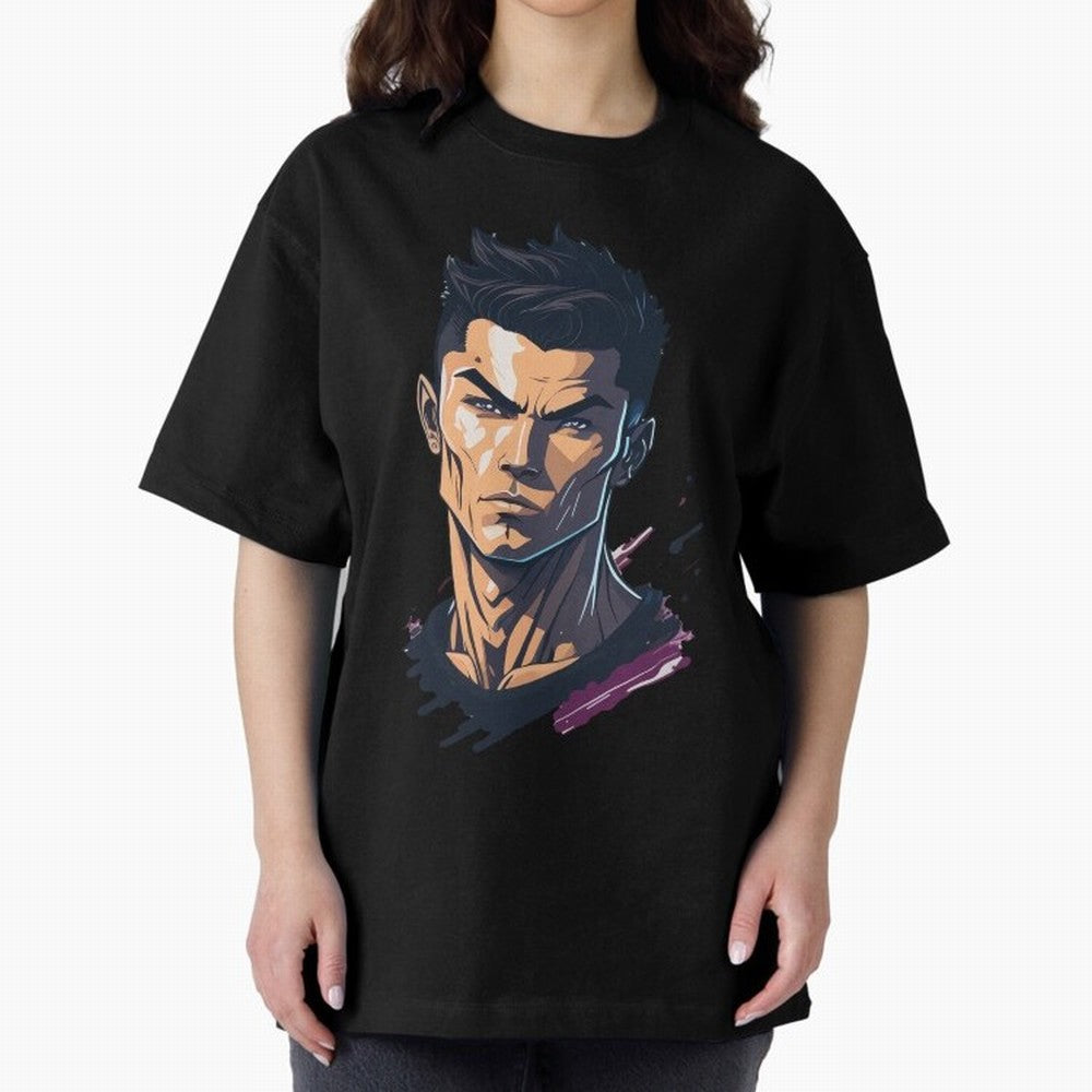 Cristiano Ronaldo Anime Style Oversized T-Shirt Follow the Final Road of Match Day Hype around FIFA World Cup 2026, Haaland, Argentina, France and Brazil, Football Passion, Legendary Performances, Festival Vibes and Supporter Community; Great for