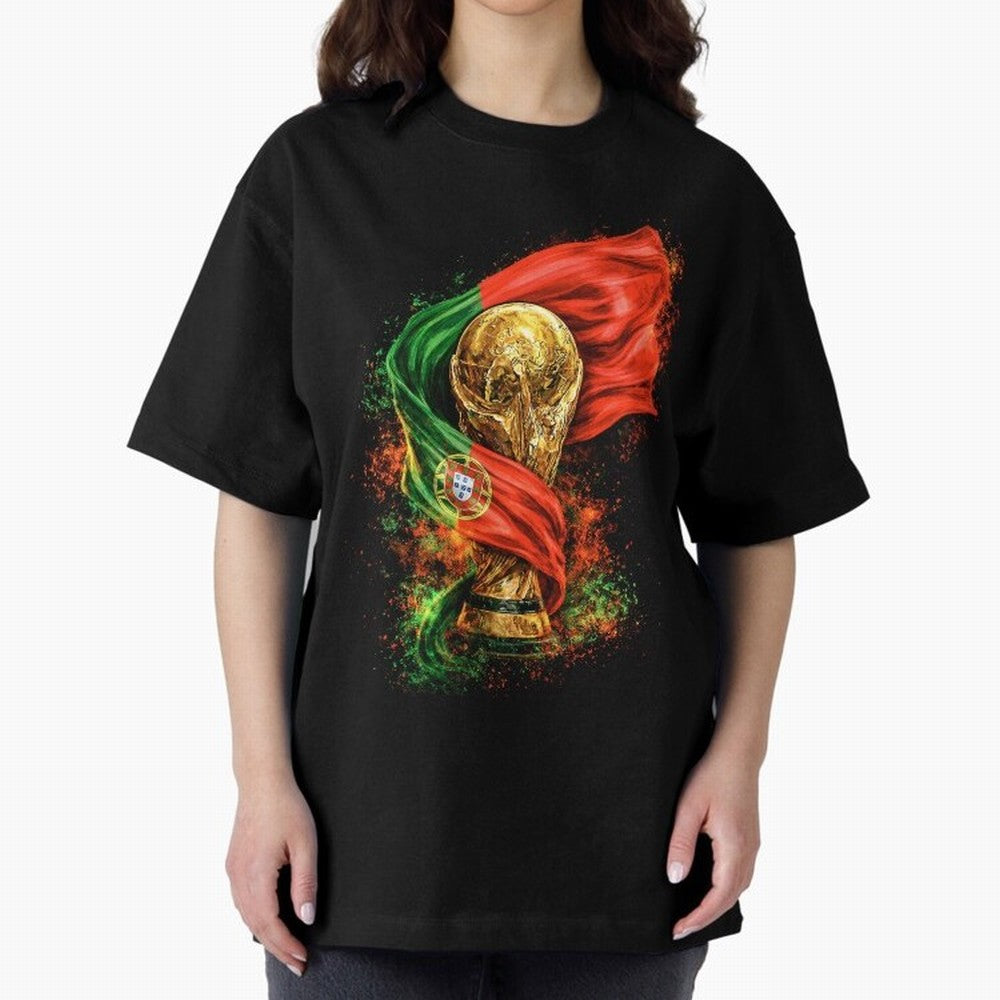 Portugal Football National Pride Oversized T-Shirt Carry the Colors and Pride of Global Football Passion for FIFA World Cup 2026 Group Stage, Connected to CR7, Argentina, France and Brazil, Goal Celebration Energy, Supporter Heritage, Football
