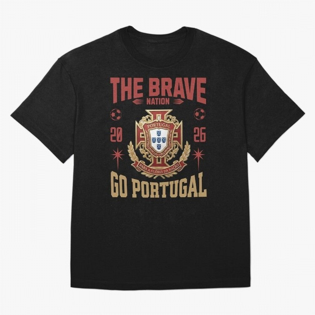 Portugal Soccer 2026 The Brave Nation Vintage Football Fan Design Oversized T-Shirt Support the Legends of FIFA World Cup 2026 Group Stage Capturing Messi, CR7 and Mbappe, Argentina Energy, Champion Mindset, Group Stage Buzz, Knockout Tension and