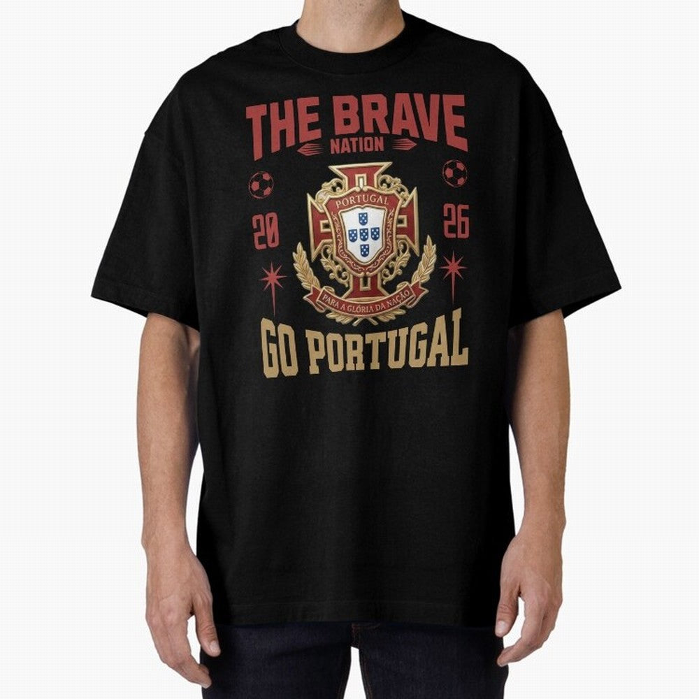 Portugal Soccer 2026 The Brave Nation Vintage Football Fan Design Oversized T-Shirt Support the Legends of FIFA World Cup 2026 Group Stage Capturing Messi, CR7 and Mbappe, Argentina Energy, Champion Mindset, Group Stage Buzz, Knockout Tension and