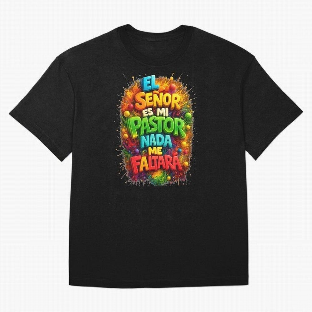 Modern 3D Psalm 23 Spanish Christian Art - El Se?or es mi Pastor Oversized T-Shirt Capture Stadium Memories from Match Day Hype around FIFA World Cup 2026 USA Canada Mexico, Messi and Cristiano Ronaldo, England and Germany, Worldwide Fan Energy,