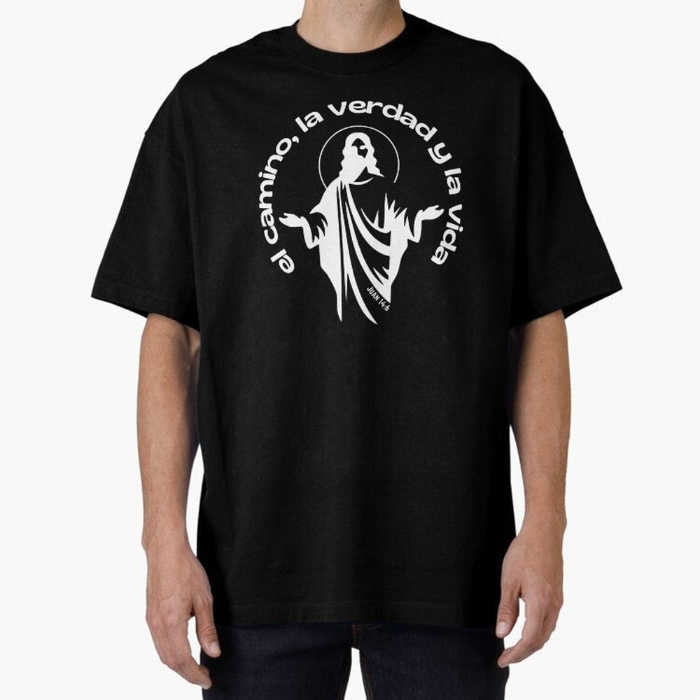 el camino, la verdad y la vida Oversized T-Shirt Follow the Road to FIFA World Cup 2026 for Fans of Messi and Cristiano Ronaldo and France and Portugal, Bringing Football Passion, Legendary Performances, Festival Vibes and Supporter Community;