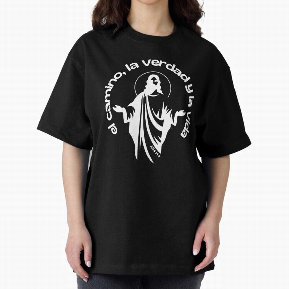 el camino, la verdad y la vida Oversized T-Shirt Follow the Road to FIFA World Cup 2026 for Fans of Messi and Cristiano Ronaldo and France and Portugal, Bringing Football Passion, Legendary Performances, Festival Vibes and Supporter Community;