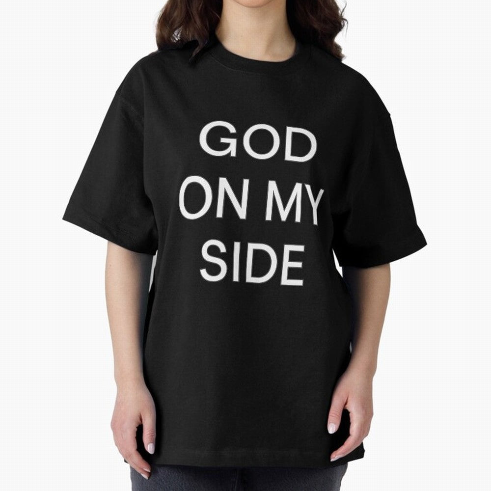God On My Side - Minimalist Christian Outline Typography Oversized T-Shirt Celebrate Rivalries and Pride in FIFA World Cup 2026 USA Canada Mexico Spirit, Made for Argentina and Brazil, Messi and Cristiano Ronaldo, Football Passion, Legendary