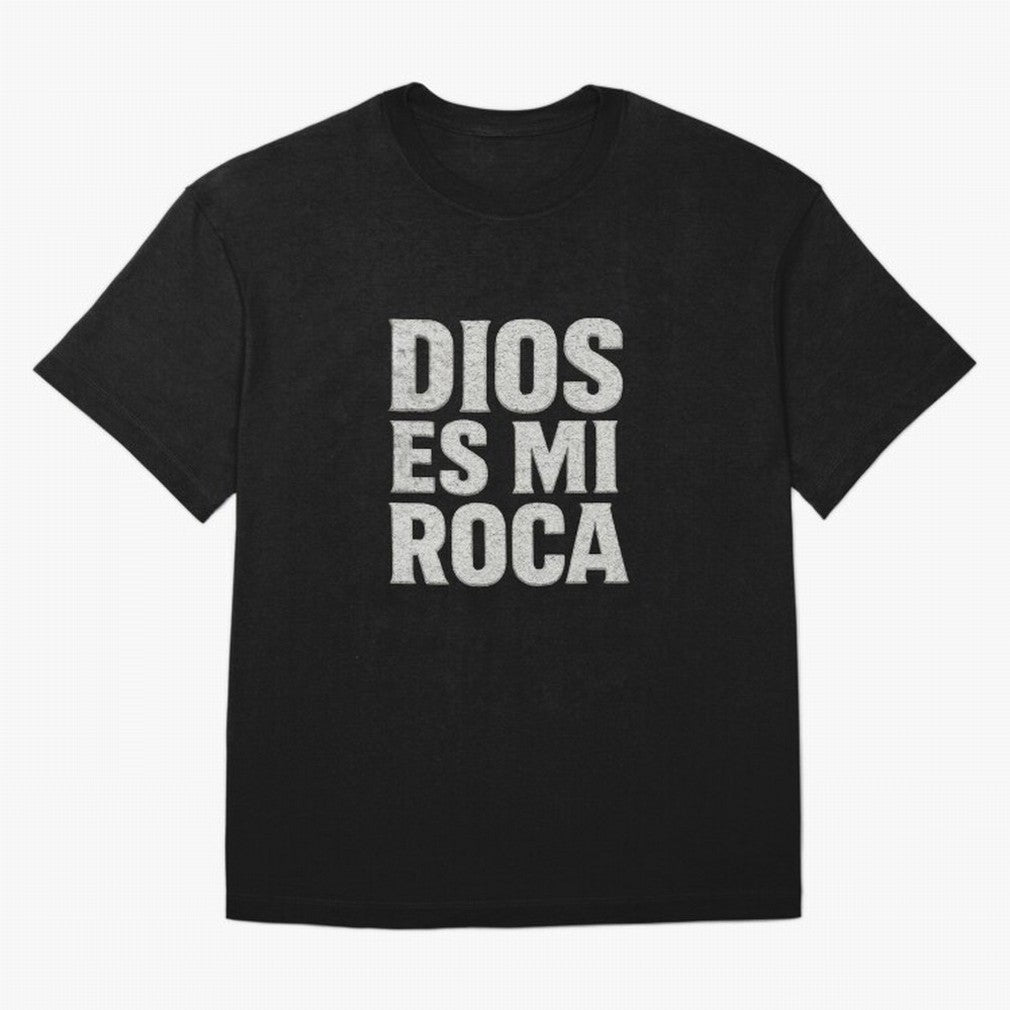DIOS ES MI ROCA - White Stone Typography - Christian Oversized T-Shirt Discover Global Football Passion for FIFA World Cup 2026 Group Stage, Connected to Messi, Neymar and Mbappe, Brazil, Portugal and Argentina, Tournament Hype, Historic Matchups,