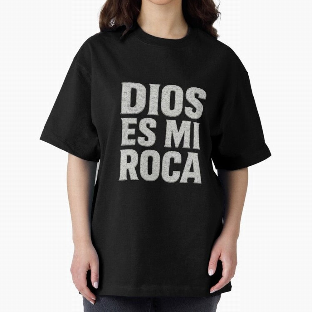 DIOS ES MI ROCA - White Stone Typography - Christian Oversized T-Shirt Discover Global Football Passion for FIFA World Cup 2026 Group Stage, Connected to Messi, Neymar and Mbappe, Brazil, Portugal and Argentina, Tournament Hype, Historic Matchups,