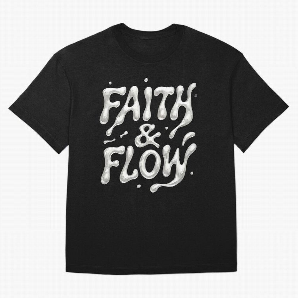 FAITH & FLOW - Liquid Chrome Typography - Urban Christian Oversized T-Shirt Carry the Colors and Pride of Global Football Passion for FIFA World Cup 2026, Highlighting Messi, Neymar and Mbappe, England and Germany, Goal Celebration Energy,