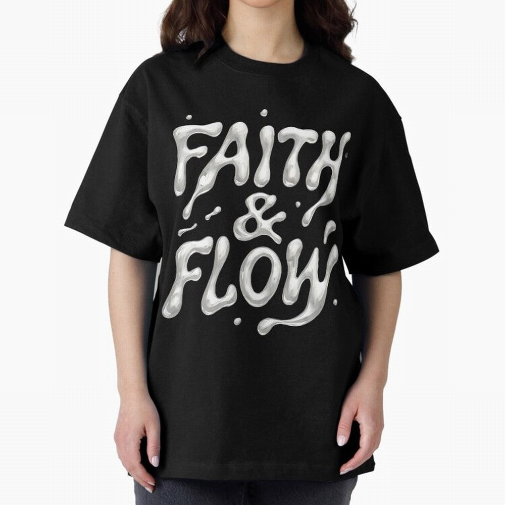 FAITH & FLOW - Liquid Chrome Typography - Urban Christian Oversized T-Shirt Carry the Colors and Pride of Global Football Passion for FIFA World Cup 2026, Highlighting Messi, Neymar and Mbappe, England and Germany, Goal Celebration Energy,
