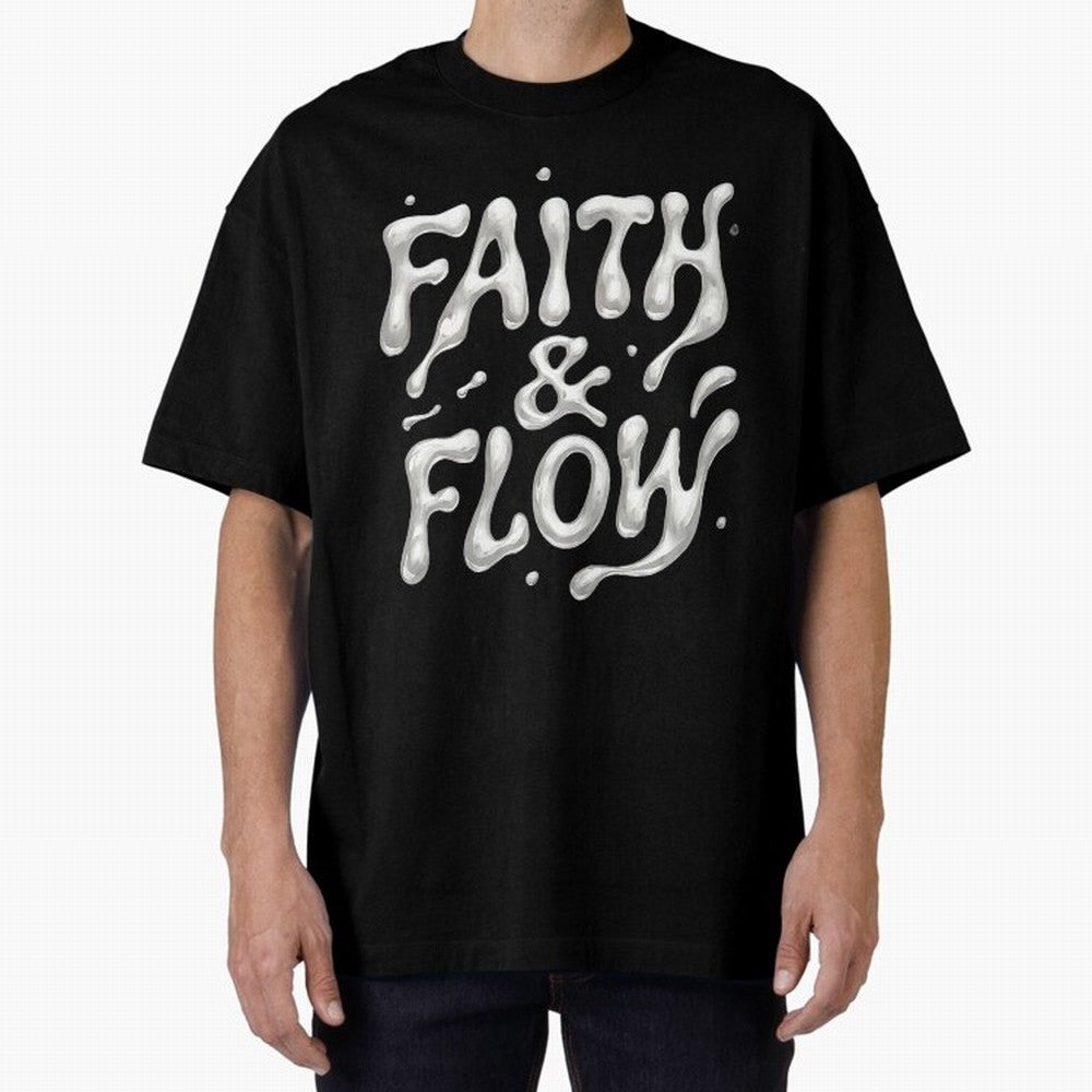 FAITH & FLOW - Liquid Chrome Typography - Urban Christian Oversized T-Shirt Carry the Colors and Pride of Global Football Passion for FIFA World Cup 2026, Highlighting Messi, Neymar and Mbappe, England and Germany, Goal Celebration Energy,