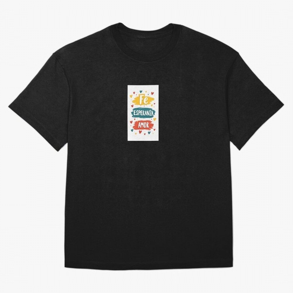 Fe Esperanza Amor Oversized T-Shirt Stand with FIFA World Cup 2026 USA Canada Mexico Spirit, Connected to France and Portugal, Messi, Neymar and Mbappe, Vintage Soccer Flavor, Modern Football Stars, National Flags and Final Night Emotion; Made for