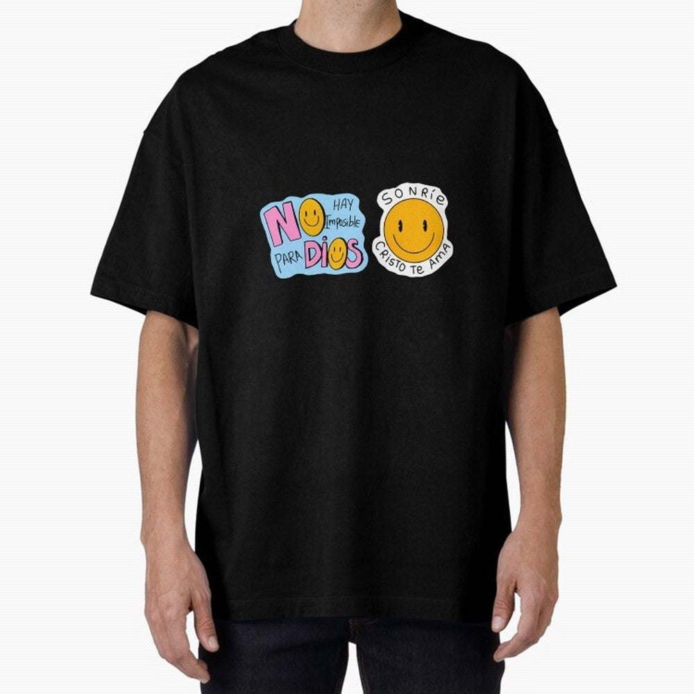 No Hay Imposibles Para Dios Sonrie Cristo Te Ama Oversized T-Shirt Join Supporters Worldwide for Global Football Passion for FIFA World Cup 2026 Group Stage, Featuring Cristiano Ronaldo, Haaland and CR7, Spain, Stadium Chants, National Pride,