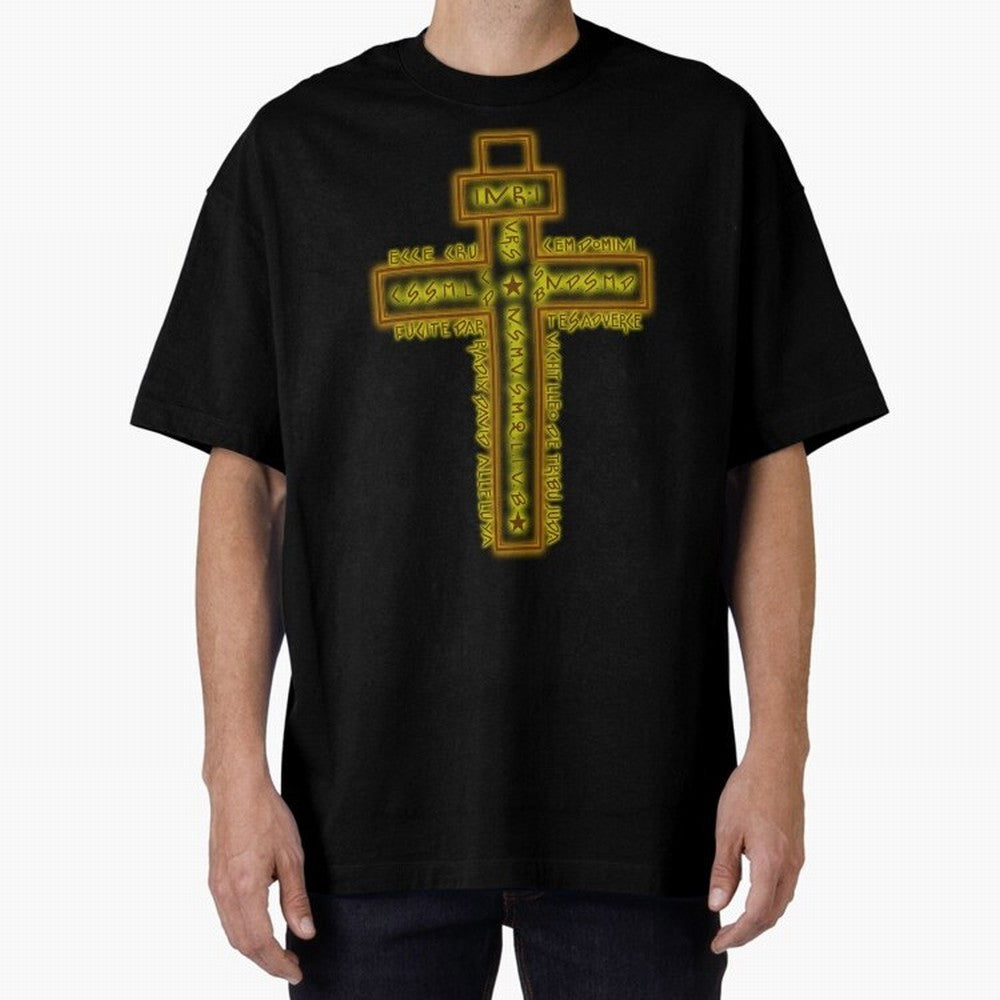 Cruz del Santo Padre Benito Color Oversized T-Shirt Celebrate Classic Football Spirit in Global Football Passion for FIFA World Cup 2026 Group Stage, Highlighting Messi, Neymar and Mbappe, Argentina, Vintage Soccer Flavor, Modern Football Stars,