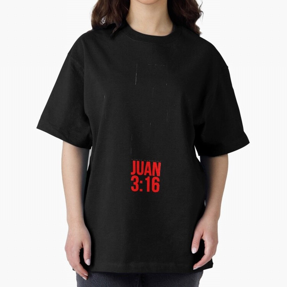 Porque de tal manera amo Dios al mundo - Mensajes Biblicos para Cristianos - Spanish Biblical Quotes for Christians Oversized T-Shirt Share Global Football Passion for FIFA World Cup 2026 Group Stage, Celebrating Mbappe and Neymar, England, France