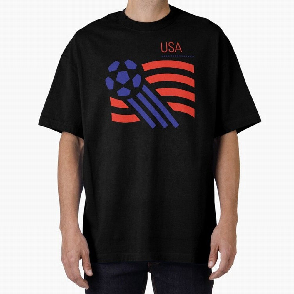 World USA 94 Oversized T-Shirt Feel International Energy from Global Football Passion for FIFA World Cup 2026, Inspired by Neymar, Brazil, Portugal and Argentina, Football Festival Excitement, Trophy Ambitions, Country Rivalries and Star Player