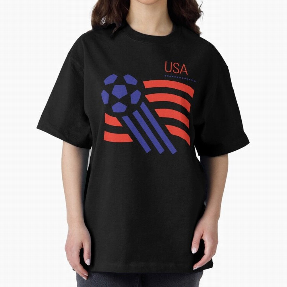 World USA 94 Oversized T-Shirt Feel International Energy from Global Football Passion for FIFA World Cup 2026, Inspired by Neymar, Brazil, Portugal and Argentina, Football Festival Excitement, Trophy Ambitions, Country Rivalries and Star Player