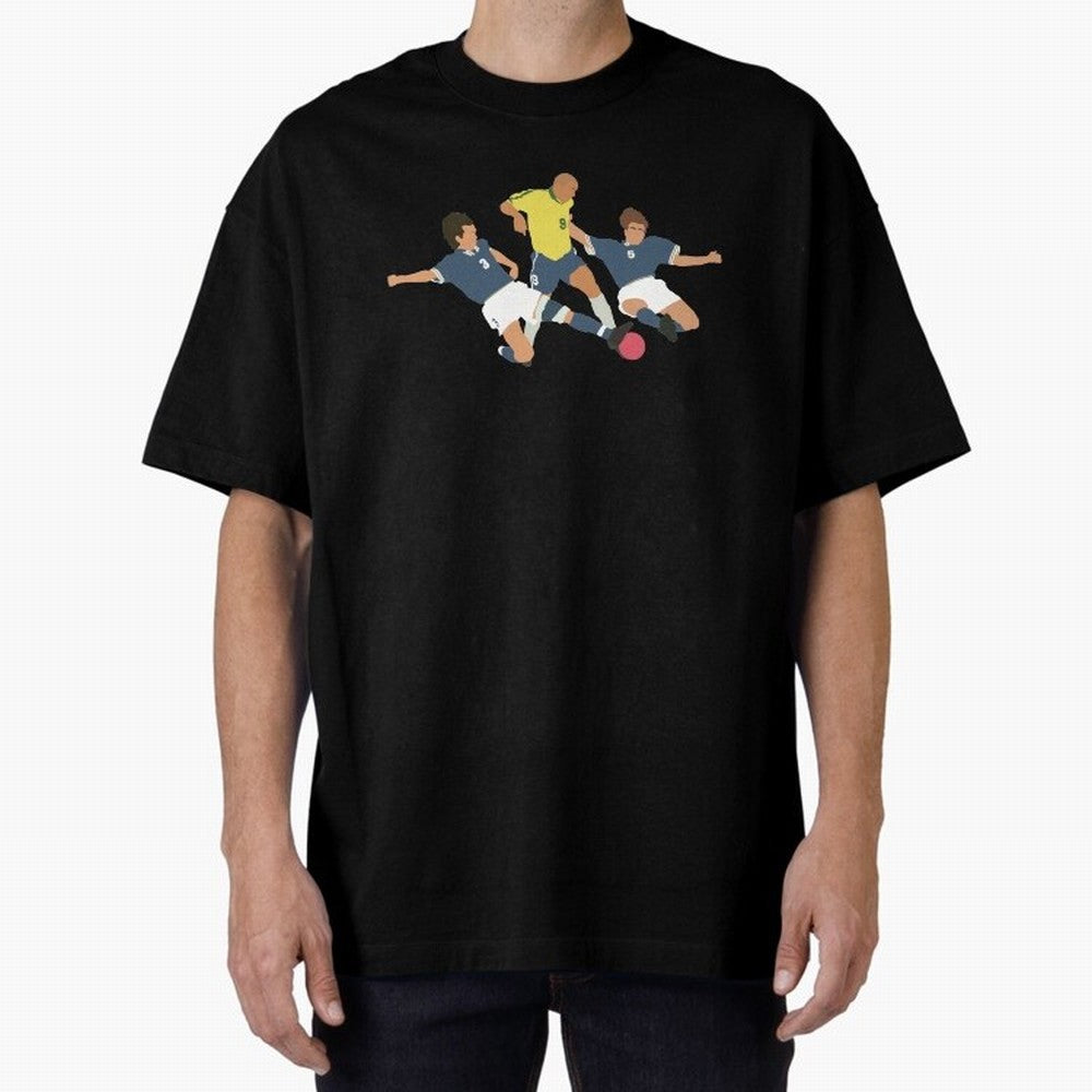 Ronaldo vs Maldini & Cannavaro Iconic Football Moment Oversized T-Shirt Relive Legendary Nights from FIFA World Cup 2026 USA Canada Mexico for Fans of Messi and France, Bringing Sports Nostalgia, International Competition, Famous Players and