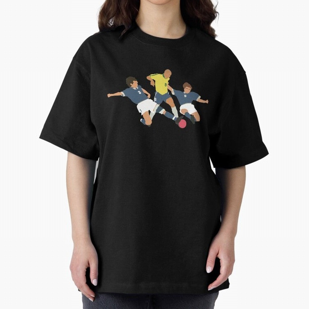 Ronaldo vs Maldini & Cannavaro Iconic Football Moment Oversized T-Shirt Relive Legendary Nights from FIFA World Cup 2026 USA Canada Mexico for Fans of Messi and France, Bringing Sports Nostalgia, International Competition, Famous Players and