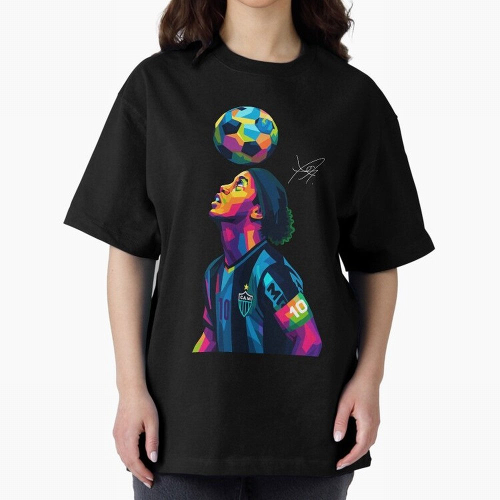Ronaldinho Wpap Art Oversized T-Shirt Feel the Roar of Match Day Hype around FIFA World Cup 2026 Group Stage, CR7, France and Portugal, Stadium Memories, Football Loyalty, International Chants and Championship Tradition; Perfect for Supporters Who