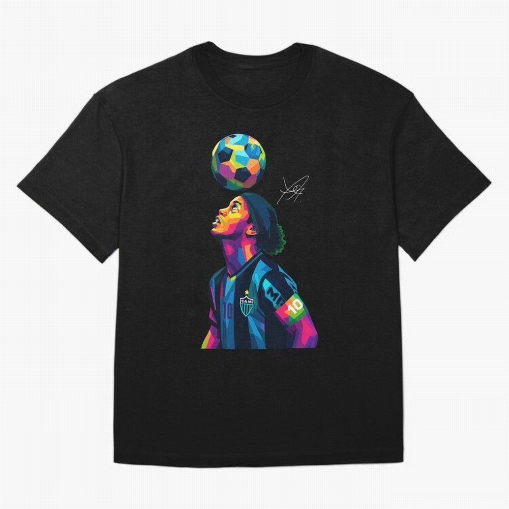 Ronaldinho Wpap Art Oversized T-Shirt Feel the Roar of Match Day Hype around FIFA World Cup 2026 Group Stage, CR7, France and Portugal, Stadium Memories, Football Loyalty, International Chants and Championship Tradition; Perfect for Supporters Who