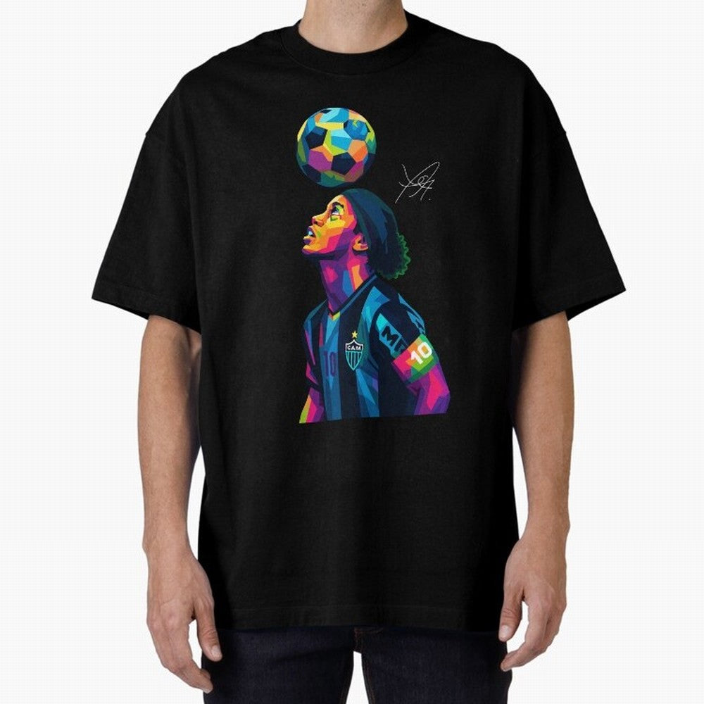 Ronaldinho Wpap Art Oversized T-Shirt Feel the Roar of Match Day Hype around FIFA World Cup 2026 Group Stage, CR7, France and Portugal, Stadium Memories, Football Loyalty, International Chants and Championship Tradition; Perfect for Supporters Who