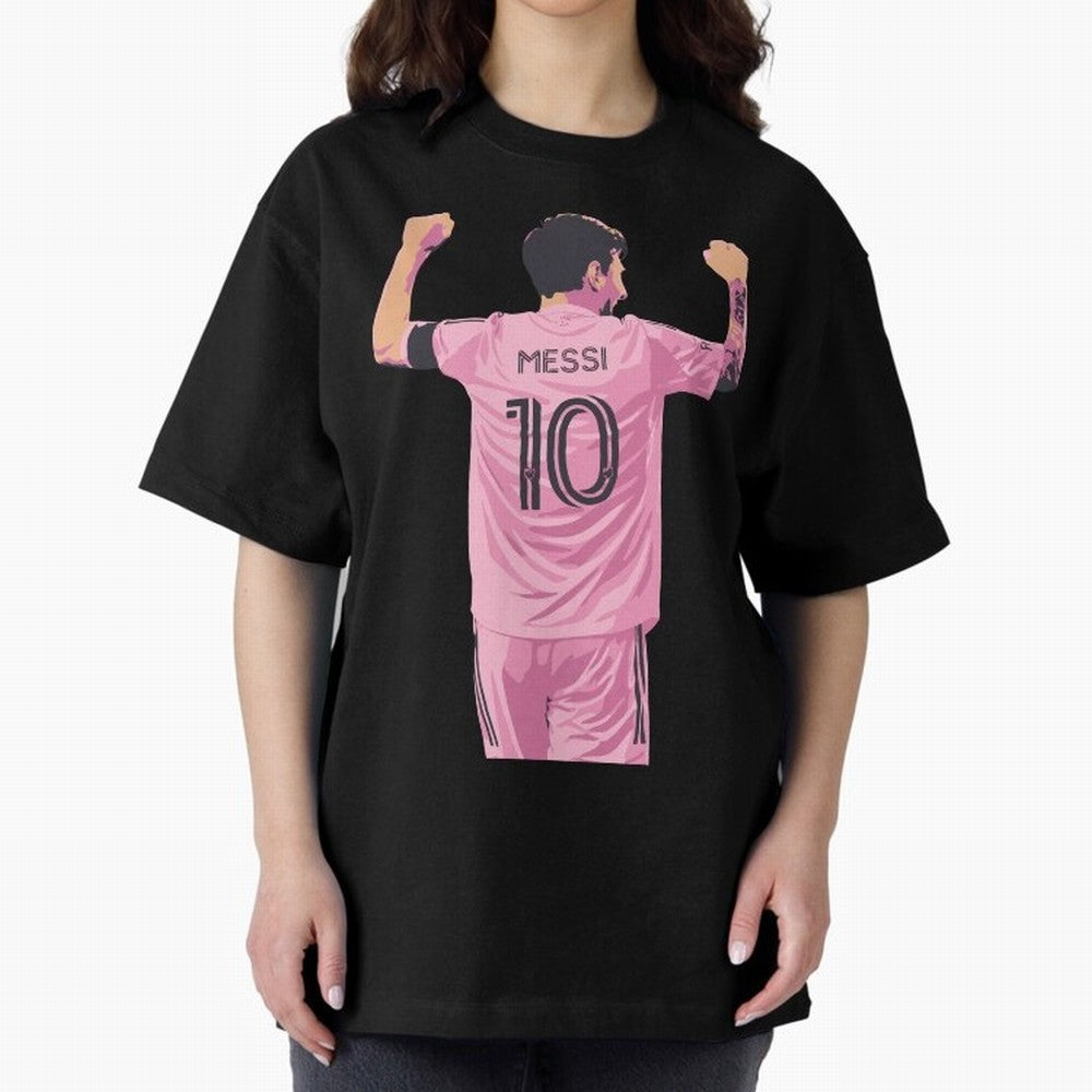 Lionel Messi Celebration Oversized T-Shirt Show Your Stadium Side during Match Day Hype around FIFA World Cup 2026 USA Canada Mexico, Messi and Cristiano Ronaldo, France, Stadium Memories, Football Loyalty, International Chants and Championship