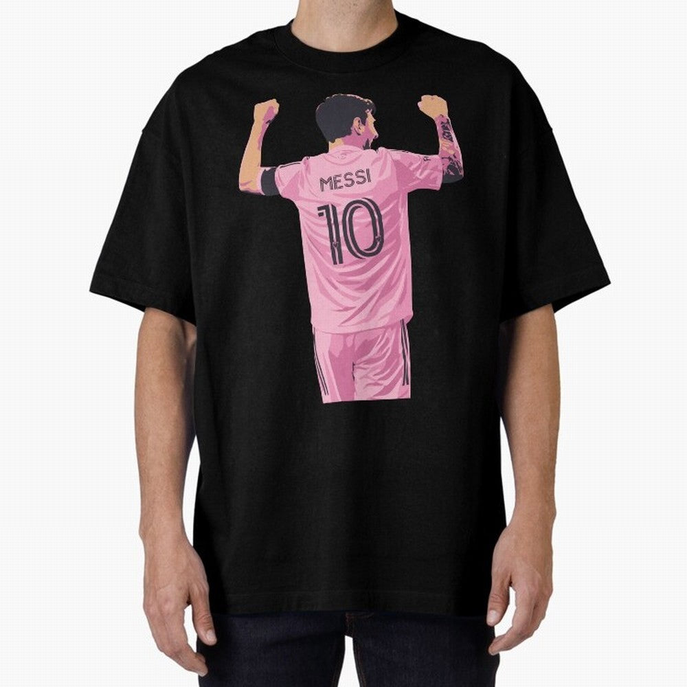 Lionel Messi Celebration Oversized T-Shirt Show Your Stadium Side during Match Day Hype around FIFA World Cup 2026 USA Canada Mexico, Messi and Cristiano Ronaldo, France, Stadium Memories, Football Loyalty, International Chants and Championship