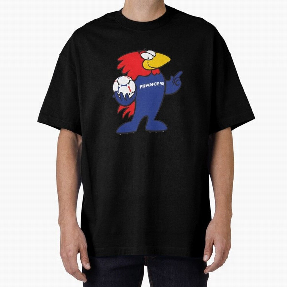 Footix - World Cup 98' Mascote Logo Oversized T-Shirt Show Passion for the Stars of the FIFA World Cup 2026 USA Canada Mexico Journey through Haaland Highlights, Germany Pride, Stadium Memories, Football Loyalty, International Chants and
