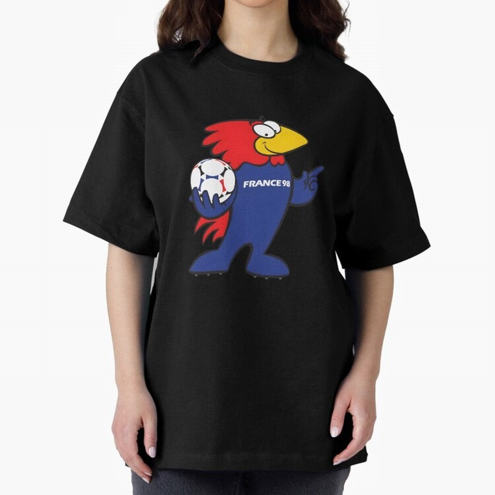 Footix - World Cup 98' Mascote Logo Oversized T-Shirt Show Passion for the Stars of the FIFA World Cup 2026 USA Canada Mexico Journey through Haaland Highlights, Germany Pride, Stadium Memories, Football Loyalty, International Chants and