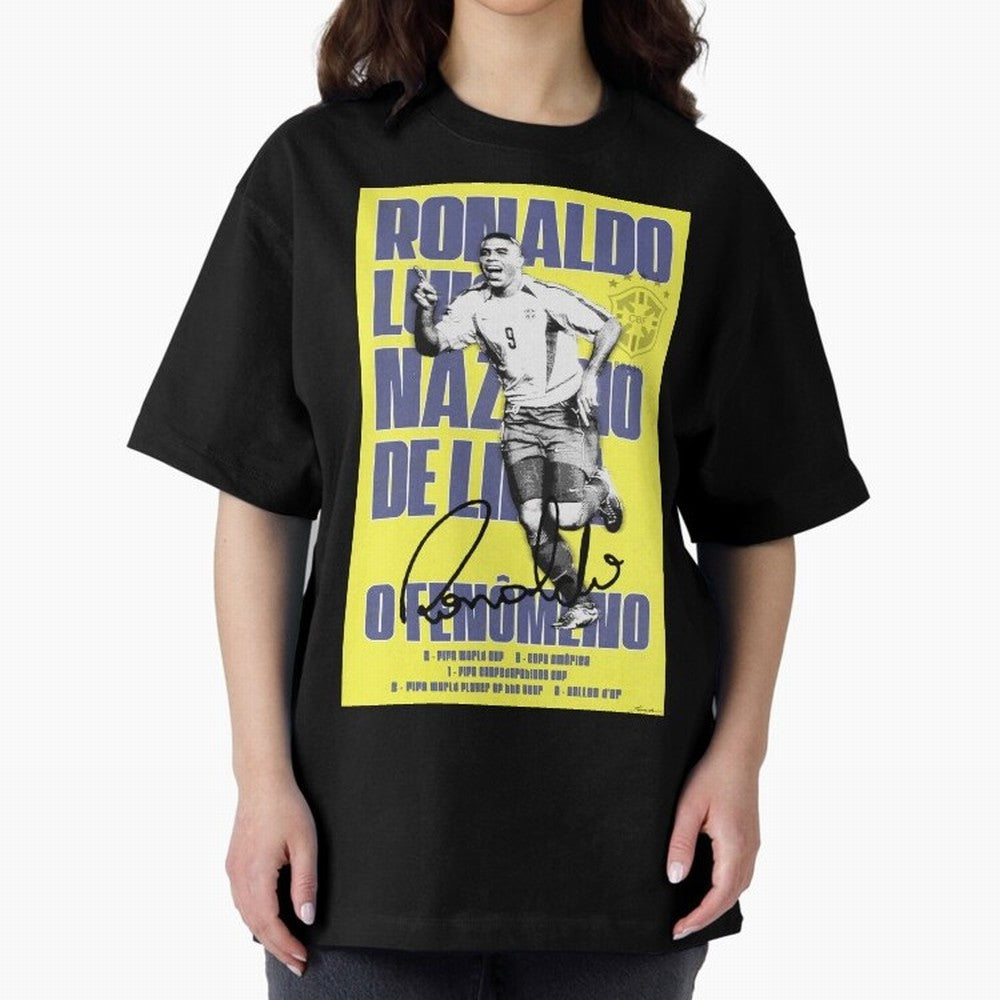 R9 Ronaldo Nazario Poster Oversized T-Shirt Follow the Final Road of FIFA World Cup 2026 USA Canada Mexico for Fans of CR7 and Messi and Argentina and Brazil, Bringing Soccer Culture, Superstar Moments, National Team Dreams and Competitive Fire;